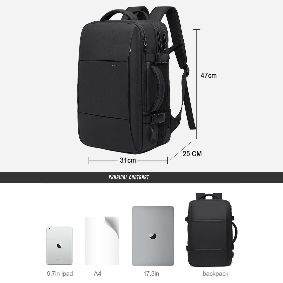 Mochila de Viagem Premiere - Notebook 17`, Expansível, Impermeável e Porta USB