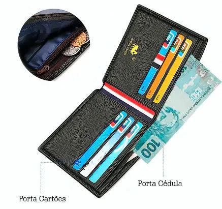 Carteira Masculina de Couro Vision Denim